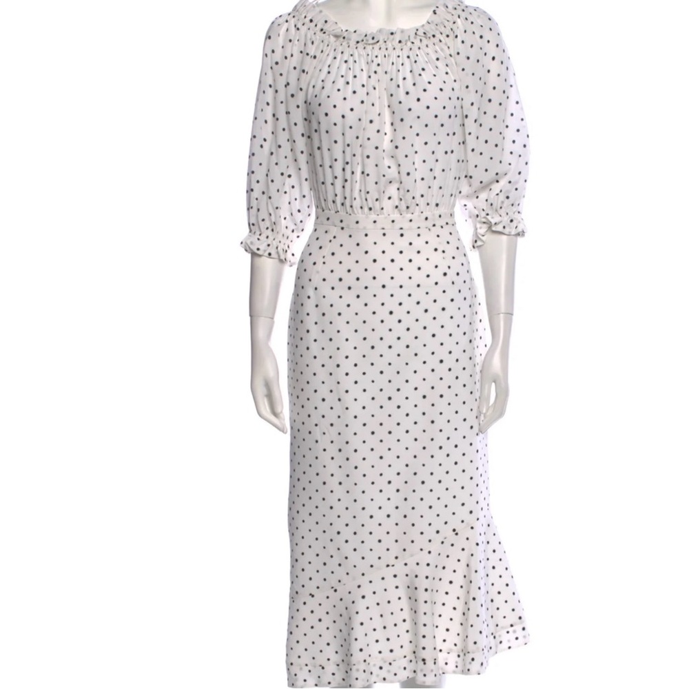 SALONI White and Black Bishop Sleeve Sundress